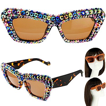 SPARKLING RHINESTONE CAT EYE SUNGLASSES