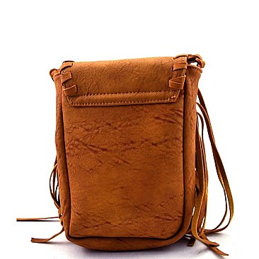 Petite Fringed Drawstrings Messenger Bag