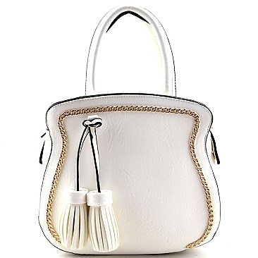 Tassel & Chain Accent HIGH FASHION Medium Tote