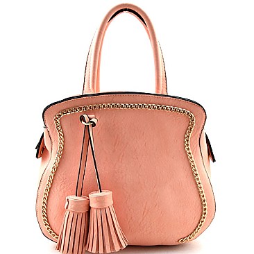 Tassel & Chain Accent HIGH FASHION Medium Tote