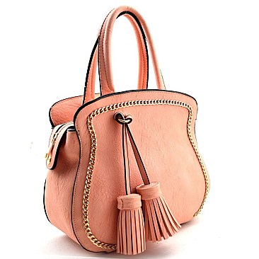 Tassel & Chain Accent HIGH FASHION Medium Tote