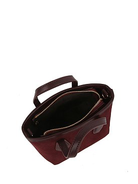 Faux Suede Top Handle Tote Satchel