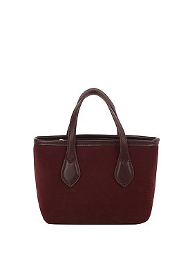 Faux Suede Top Handle Tote Satchel
