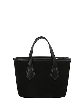 Faux Suede Top Handle Tote Satchel