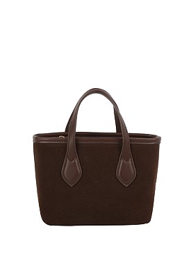 Faux Suede Top Handle Tote Satchel