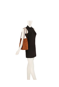 Faux Suede Bucket Bag