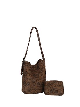 Faux Suede 2-in-1 Bucket Shoulder Bag