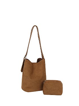 Faux Suede 2-in-1 Bucket Shoulder Bag