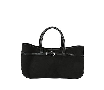 Faux Suede Belted Satchel