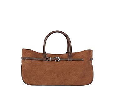 Faux Suede Belted Satchel