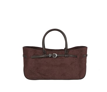 Faux Suede Belted Satchel