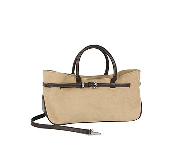 Faux Suede Belted Satchel