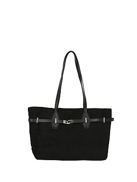 Faux Suede Belted Tote Shopper
