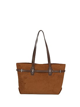 Faux Suede Belted Tote Shopper