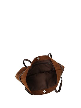 Faux Suede Belted Tote Shopper