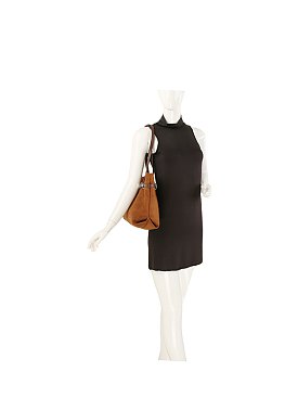 Faux Suede Belted Tote Shopper