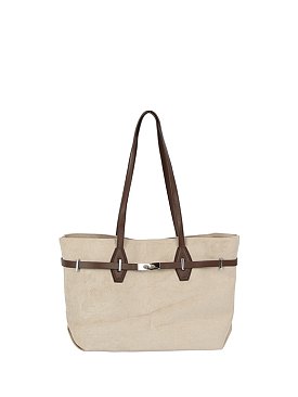 Faux Suede Belted Tote Shopper