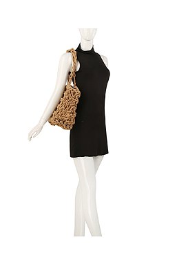 Crocheted Woven Macrame Wide Shoulder Tote