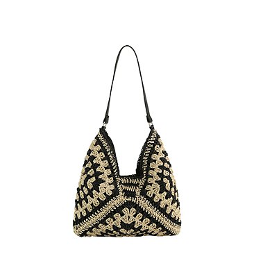 Dual Tone Crochet Woven Shoulder Hobo