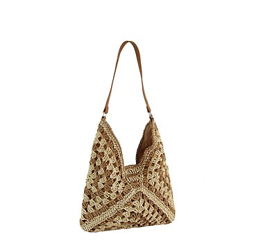 Dual Tone Crochet Woven Shoulder Hobo