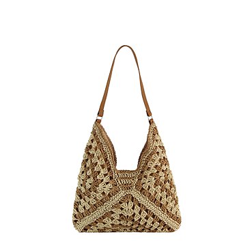 Dual Tone Crochet Woven Shoulder Hobo