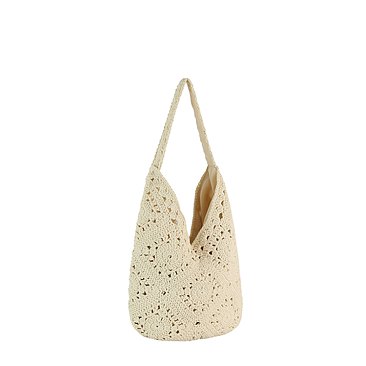 Monochrome Woven Crochet Slouch Tote