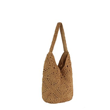 Monochrome Woven Crochet Slouch Tote