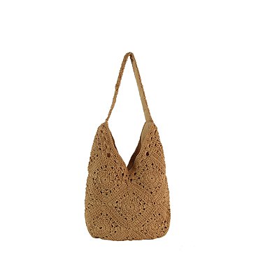Monochrome Woven Crochet Slouch Tote