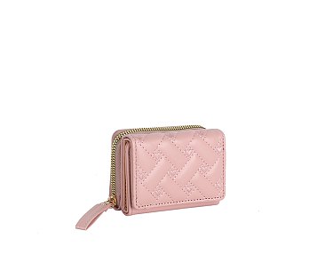Heart Quilted Tri-fold Wallet