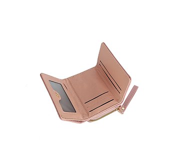 Heart Quilted Tri-fold Wallet