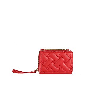 Heart Quilted Tri-fold Wallet