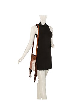 Western Calf Hair Cow Fringe Crossbody Bag