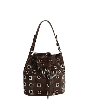 Fashion Rivet Drawstring Bucket Satchel