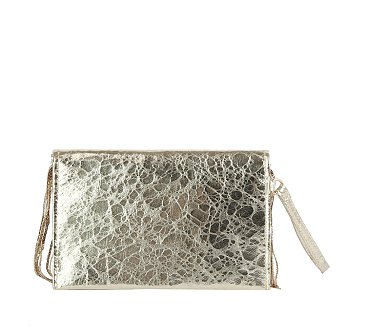 Metallic Sequin Fringe Clutch