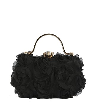 Chiffon Rose Floral Clutch Evening Bag