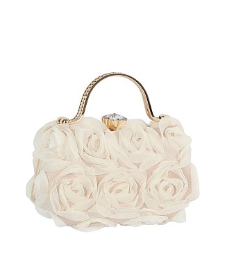 Chiffon Rose Floral Clutch Evening Bag