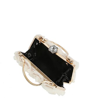 Chiffon Rose Floral Clutch Evening Bag