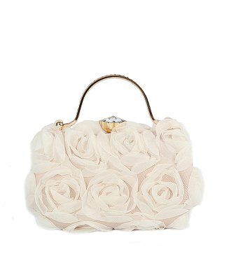 Chiffon Rose Floral Clutch Evening Bag