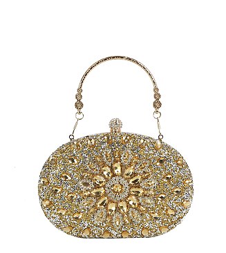 Rhinestone Floral Evening Bag Clutch