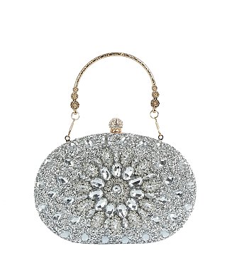 Rhinestone Floral Evening Bag Clutch