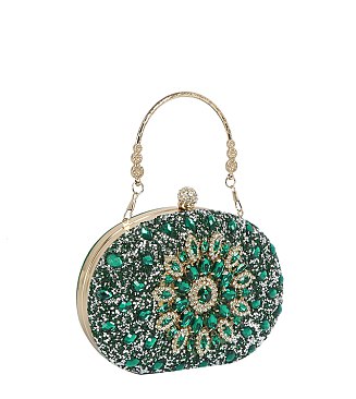 Rhinestone Floral Evening Bag Clutch