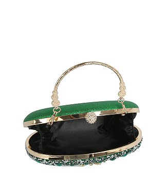 Rhinestone Floral Evening Bag Clutch