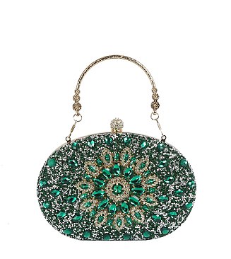 Rhinestone Floral Evening Bag Clutch