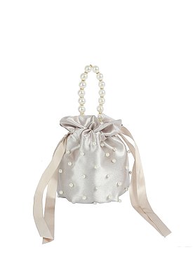Satin Pearl Bucket Bag