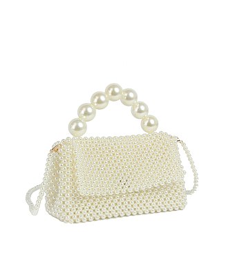 Pearl Beaded Top Handle Satchel