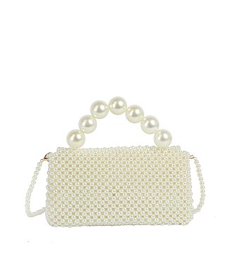 Pearl Beaded Top Handle Satchel