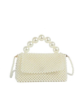 Pearl Beaded Top Handle Satchel