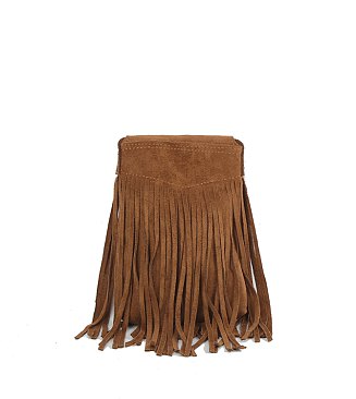 Faux Suede Fringe Crossbody Bag