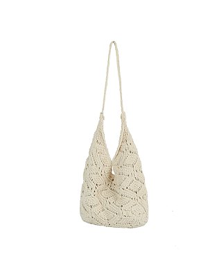 Flower Charm Crochet Hobo Bag
