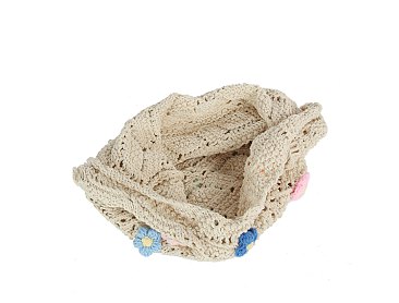 Flower Charm Crochet Hobo Bag